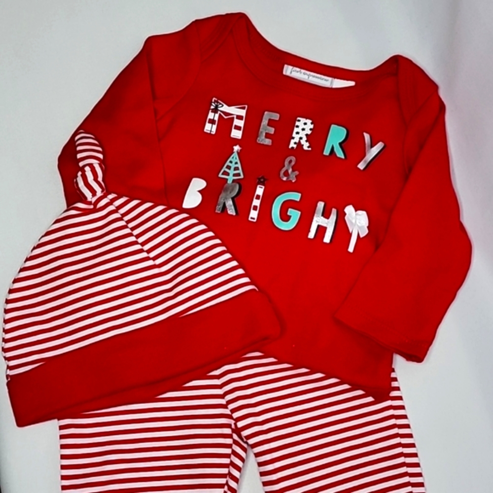 💰NWT! FIRST IMPRESSIONS ▪︎ 3-PIECE BABY CHRISTMAS OUTFIT ▪︎ SIZE 0-3 MO…